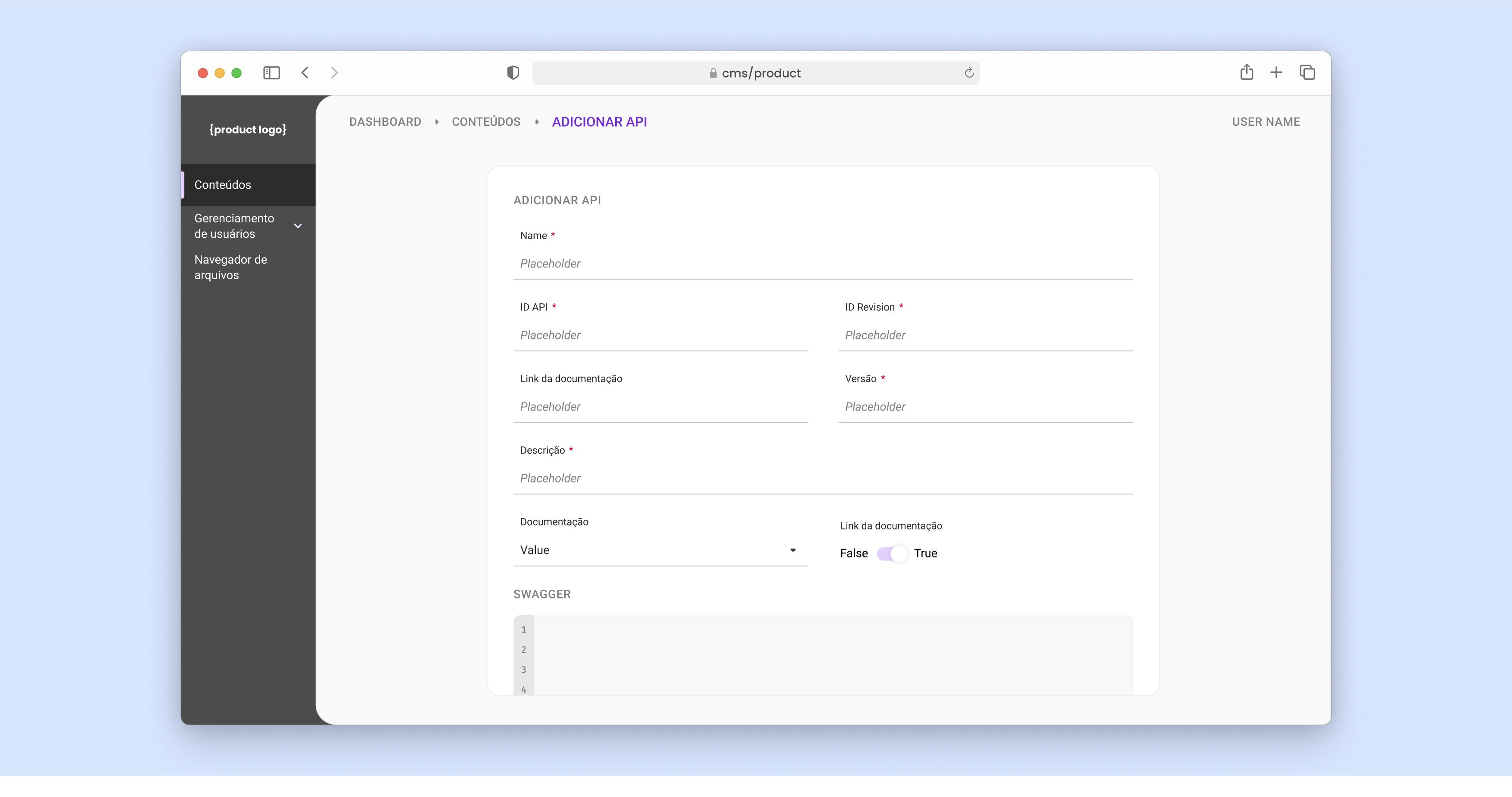 Edit API screen