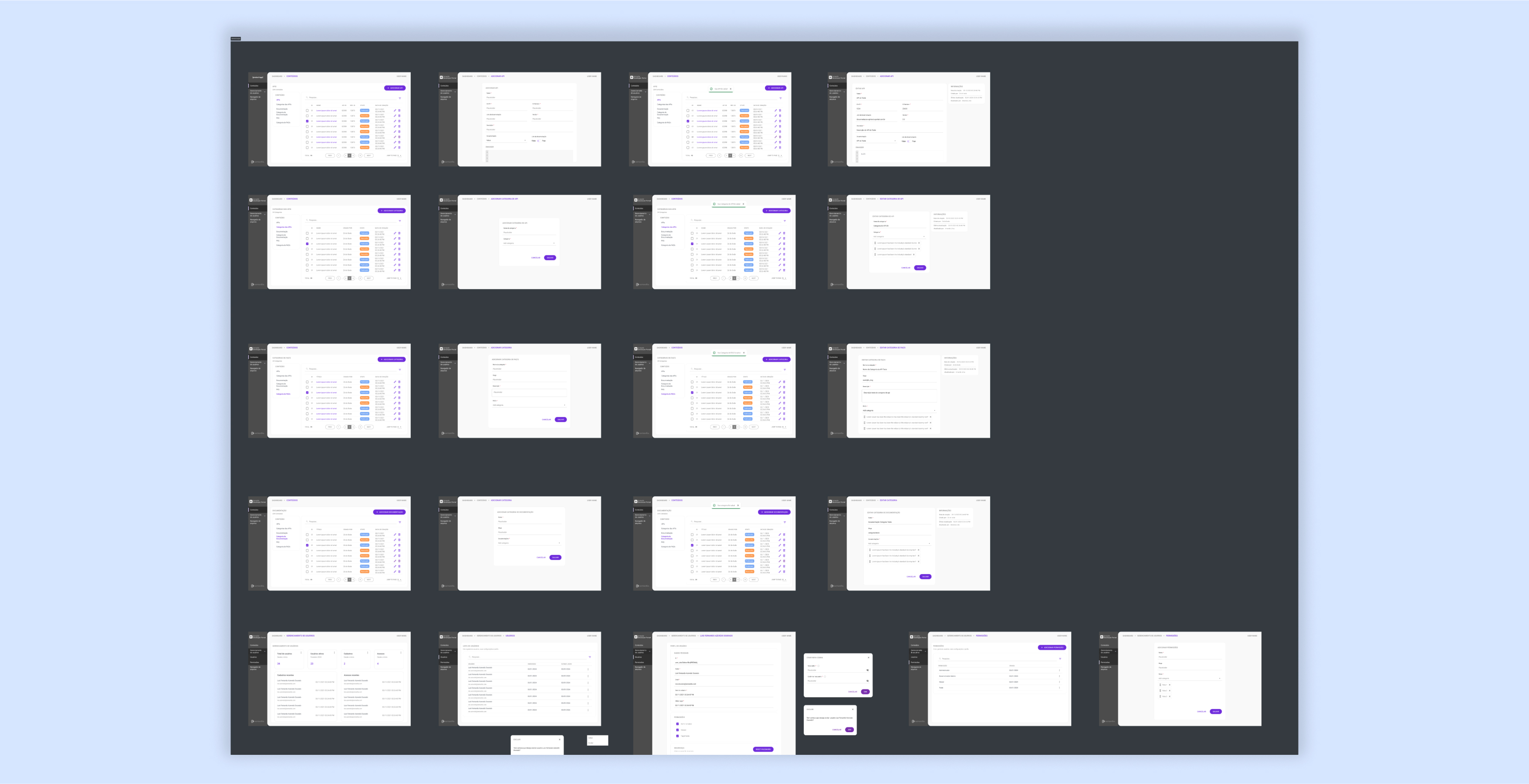 Screens from prototype